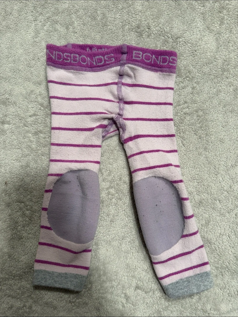 Bonds Pink and Lavender Stripe Knee Patch Tights